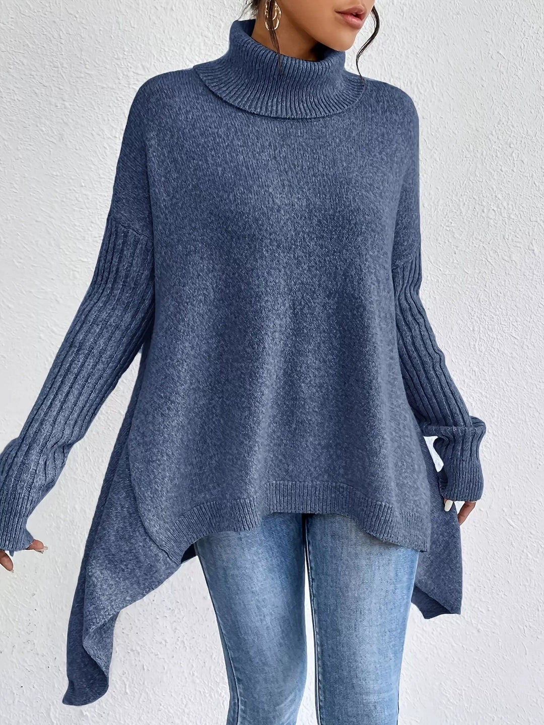 Ava | Turtleneck High-Low Hem Sweater