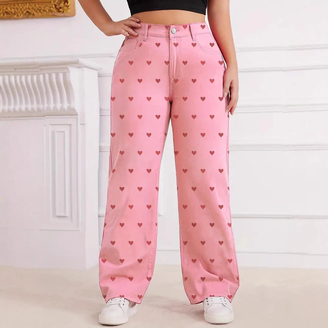 The Elara Plus Size High Waist Heart Jeans
