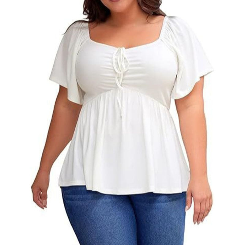 Plus-size square-neck peplum top