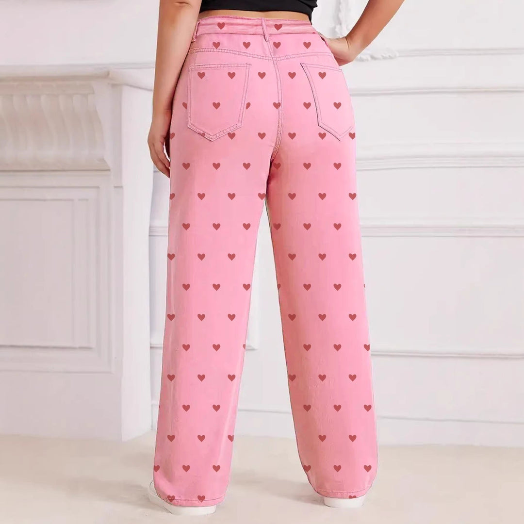 The Elara Plus Size High Waist Heart Jeans