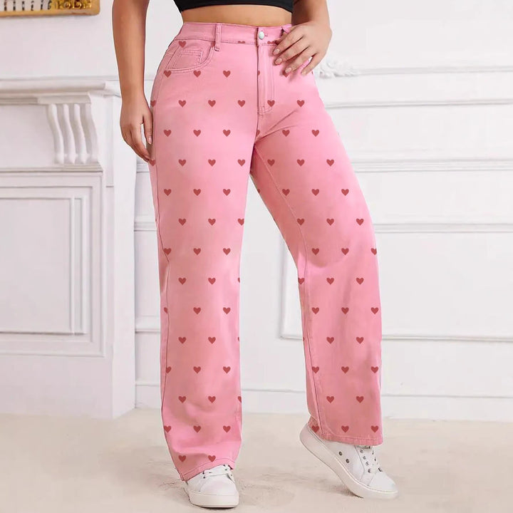 The Elara Plus Size High Waist Heart Jeans