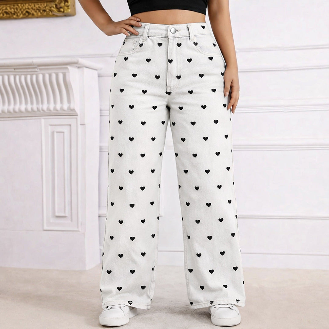 The Elara Plus Size High Waist Heart Jeans