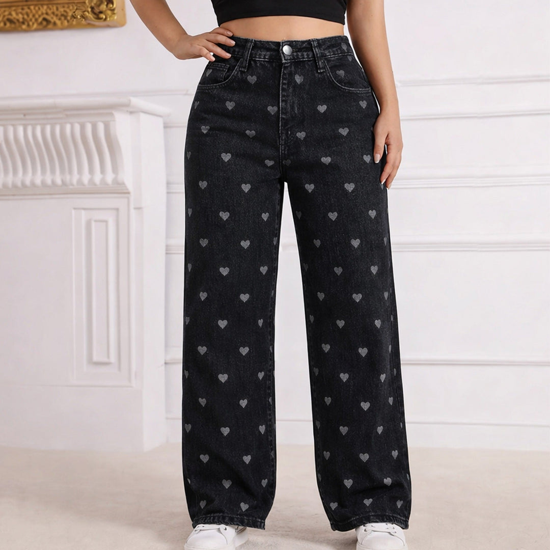 The Elara Plus Size High Waist Heart Jeans