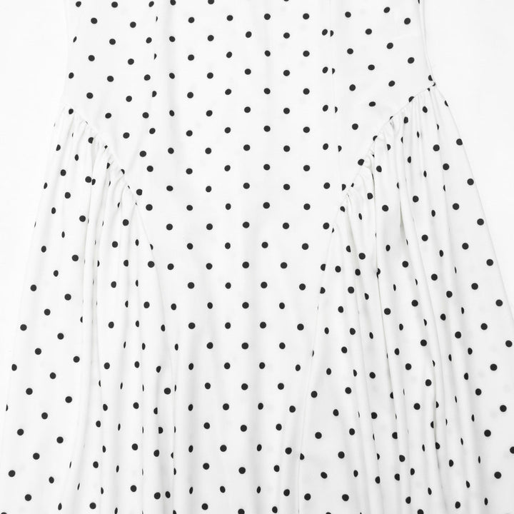 Elegant Polka-Dot Print Round-Neck Maxi Dress