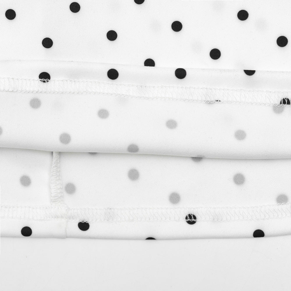 Elegant Polka-Dot Print Round-Neck Maxi Dress
