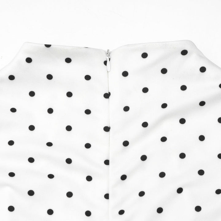 Elegant Polka-Dot Print Round-Neck Maxi Dress
