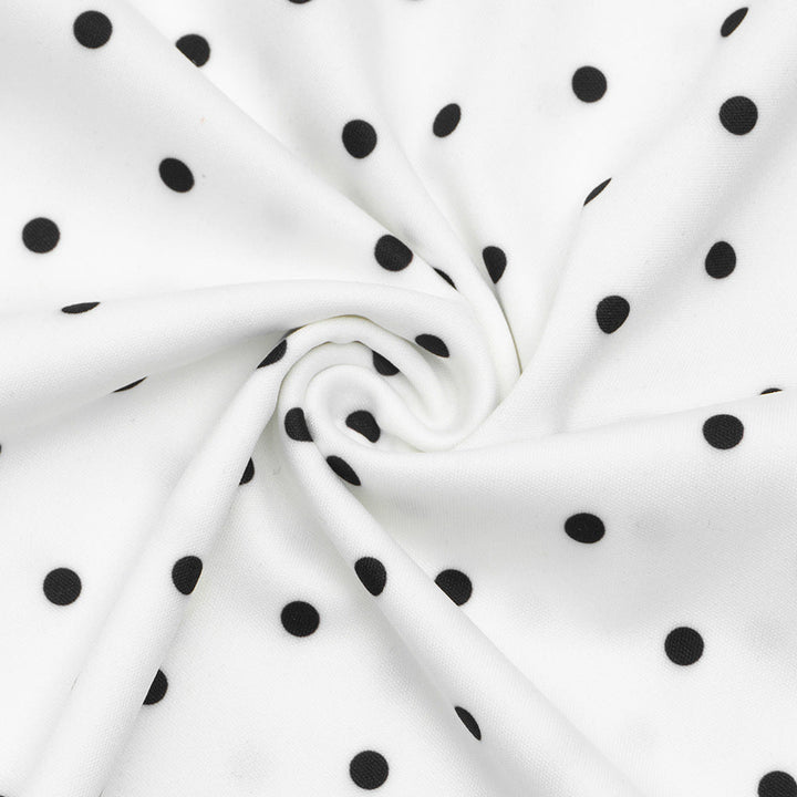 Elegant Polka-Dot Print Round-Neck Maxi Dress