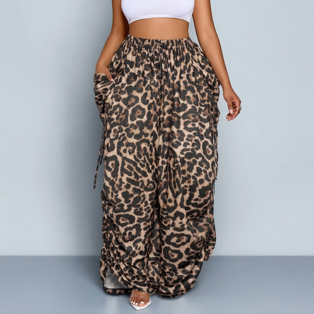 The Elara Plus Size Leopard Cargo Pants