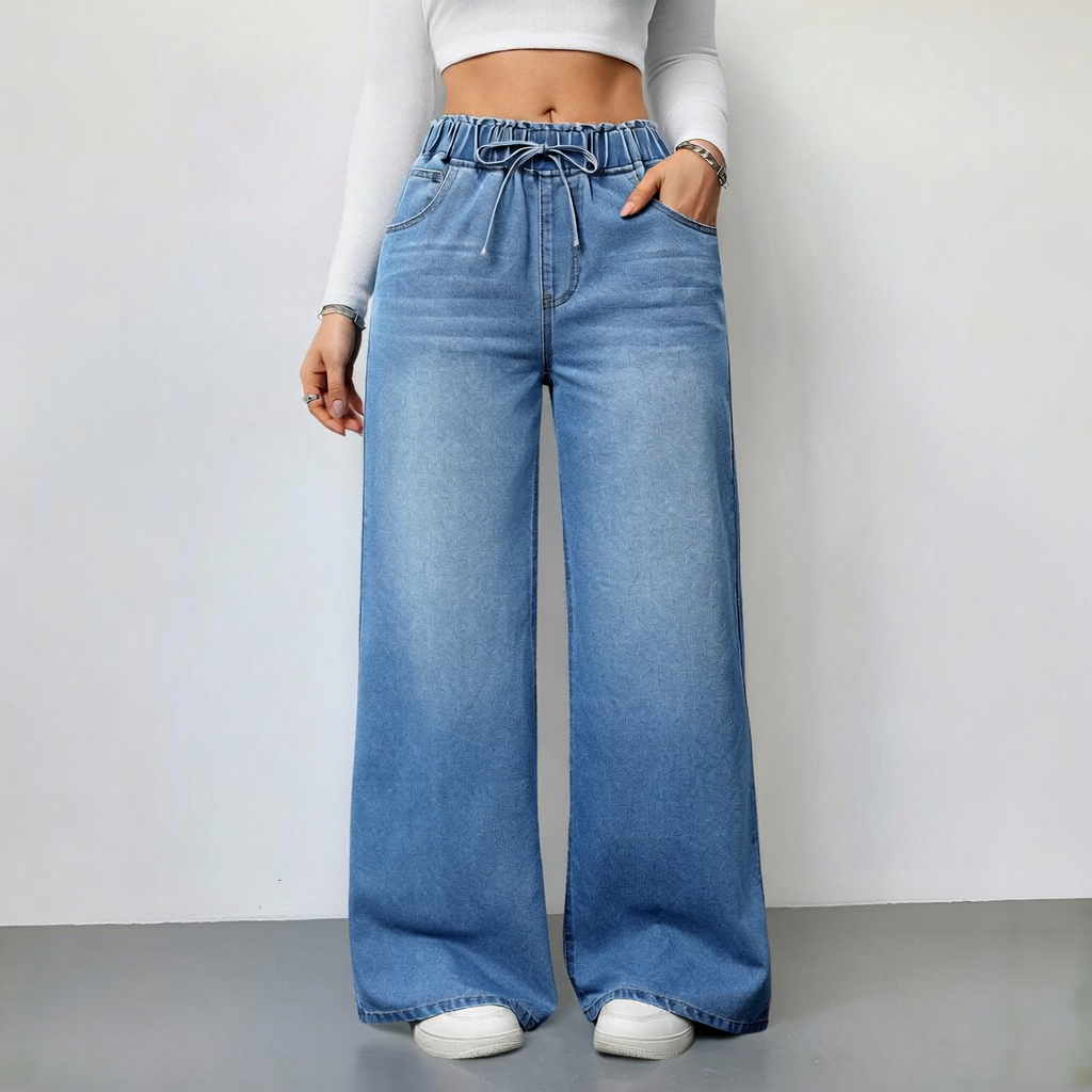 The Elara Drawstring Wide-Leg Denim