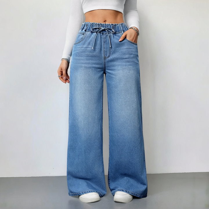 The Elara Drawstring Wide-Leg Denim