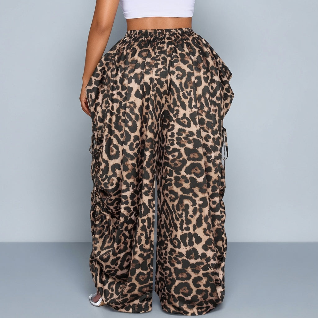 The Elara Plus Size Leopard Cargo Pants
