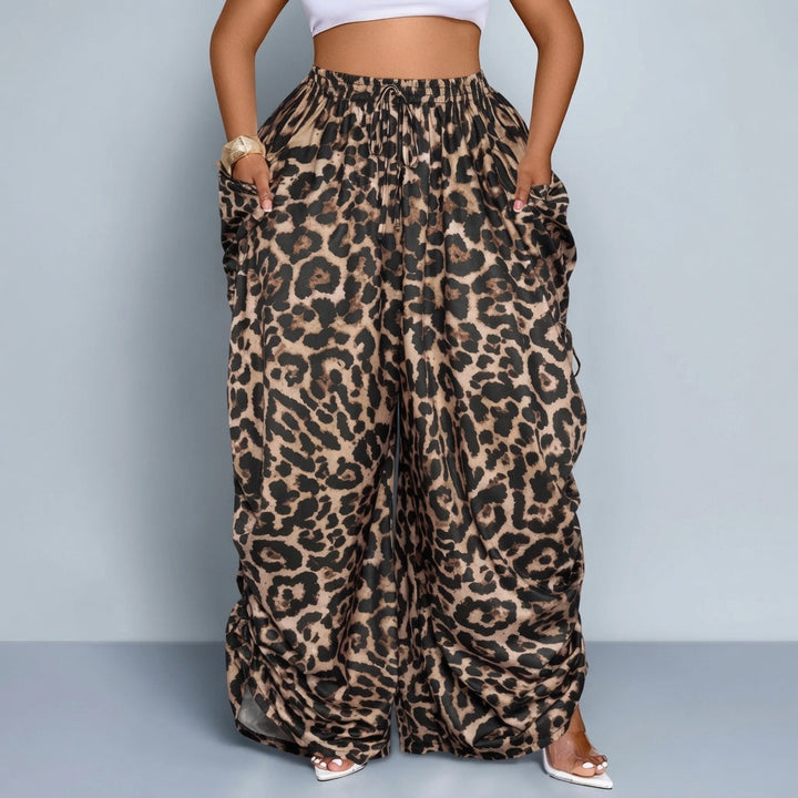 The Elara Plus Size Leopard Cargo Pants
