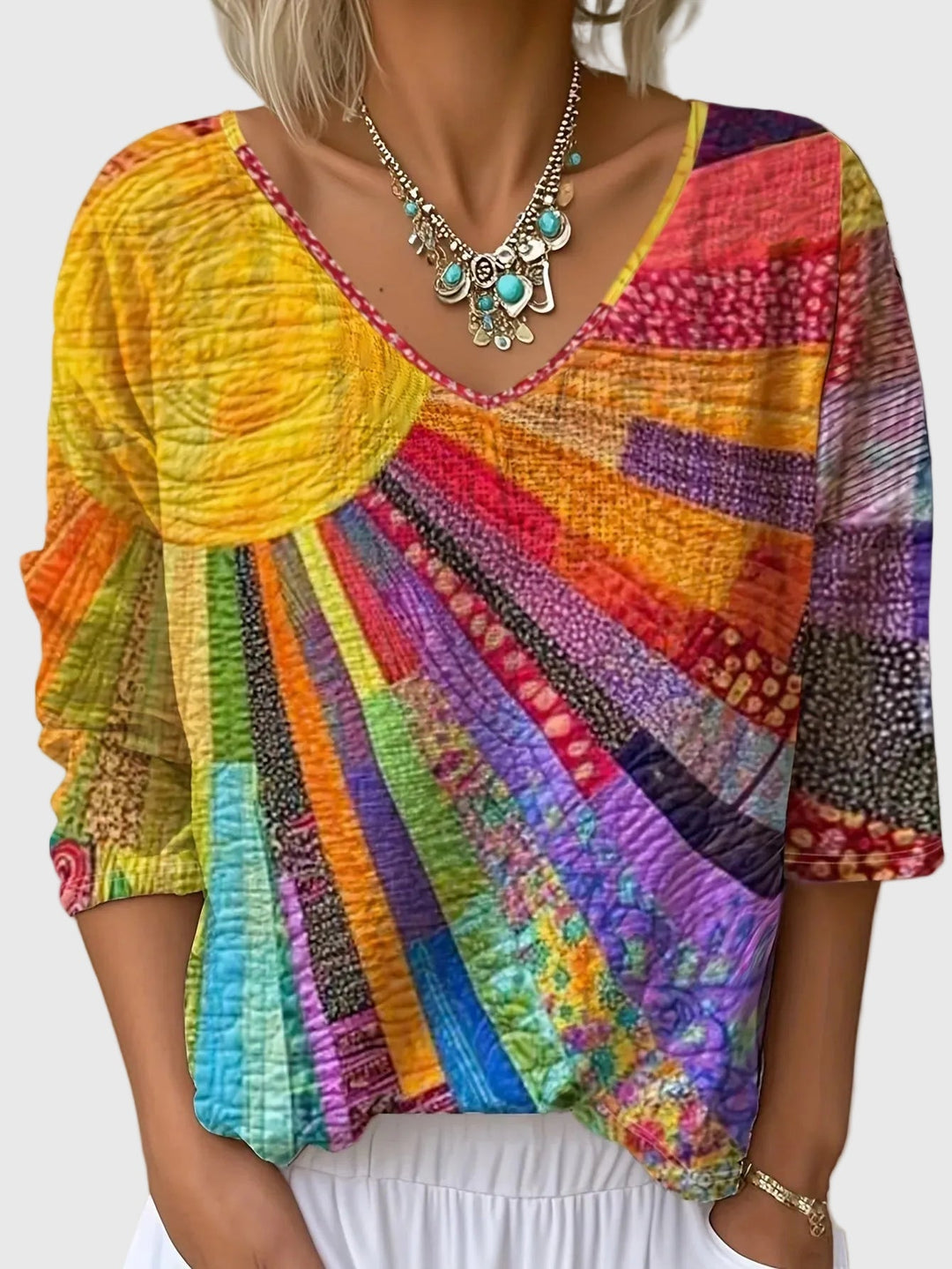 Gloriana™ | Good Energy Three Quarter Sleeve V-Neck Top