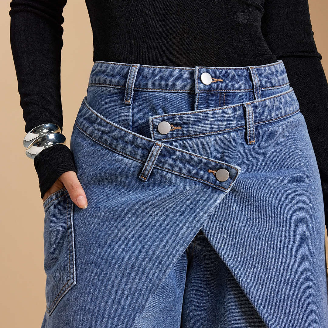 The Elara Asymmetrical Wrap Wide-Leg Trouser