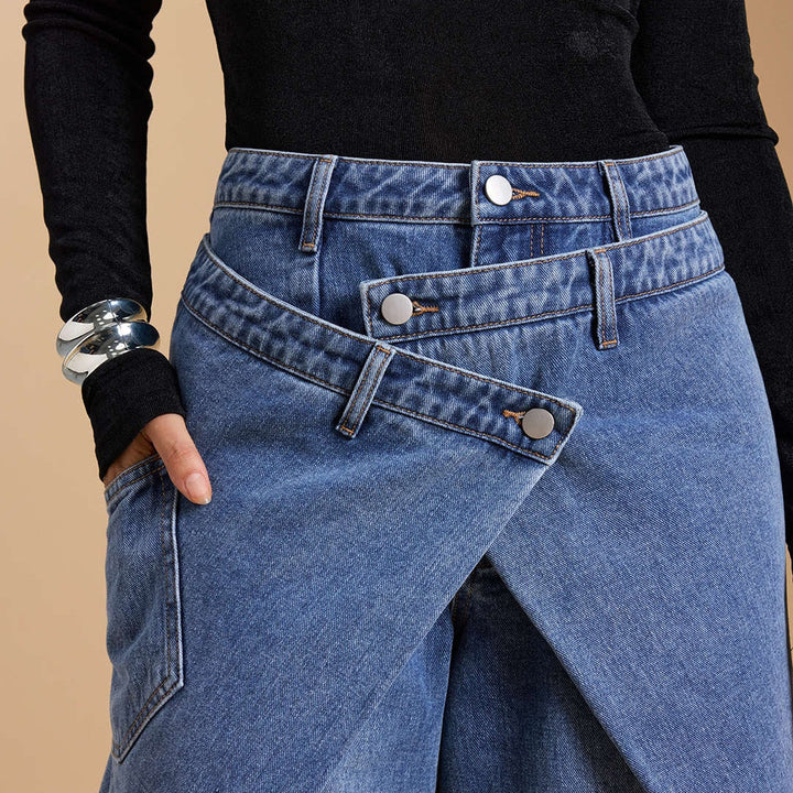 The Elara Asymmetrical Wrap Wide-Leg Trouser