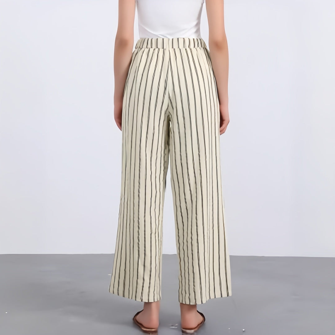 The Elara Striped Wide Leg Drawstring Pants