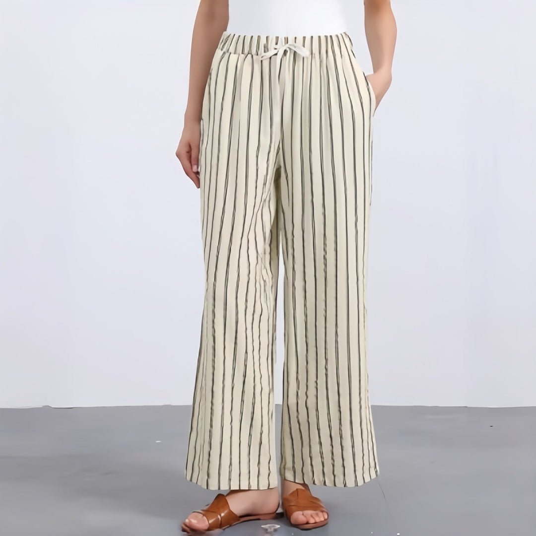 The Elara Striped Wide Leg Drawstring Pants