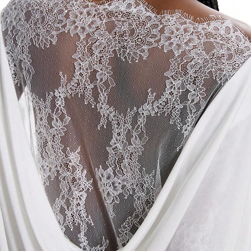 Asymmetrical lace backless long-sleeved shirt