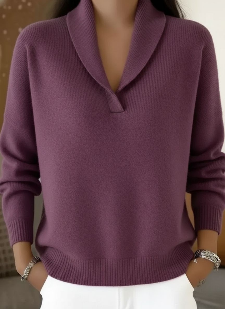 Antonine | Women's Shawl Collar V-Neck Sweater