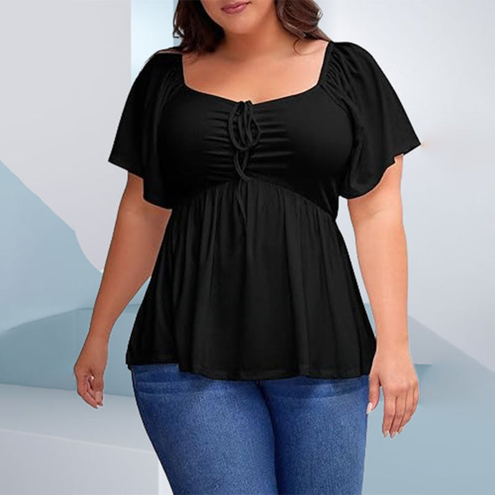 Plus-size square-neck peplum top