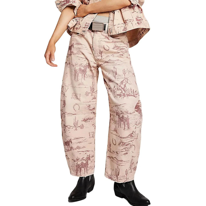 The Elara Y2K Printed Loose Straight Jeans