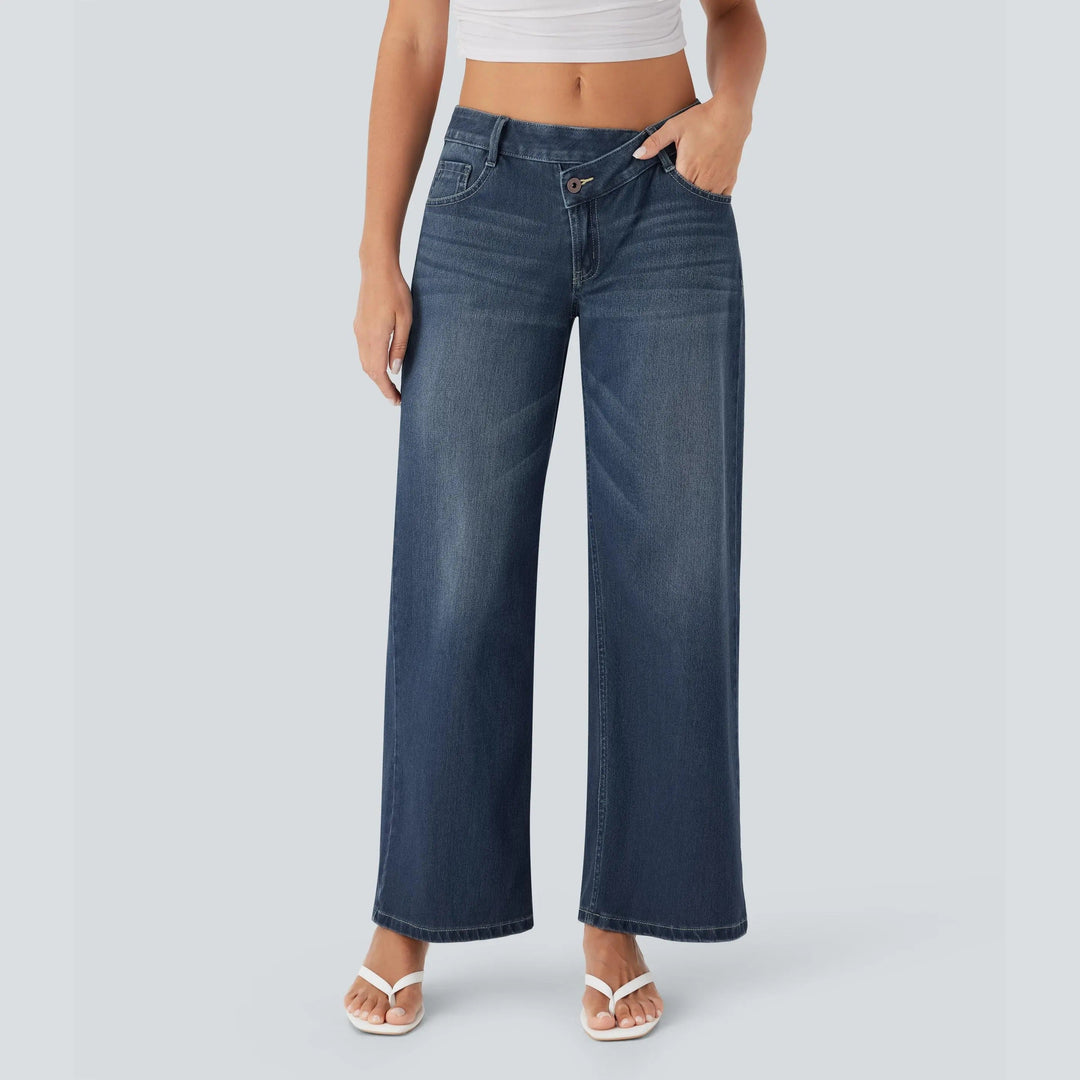 The Elara Stretch Low-Rise Wide-Leg Jeans