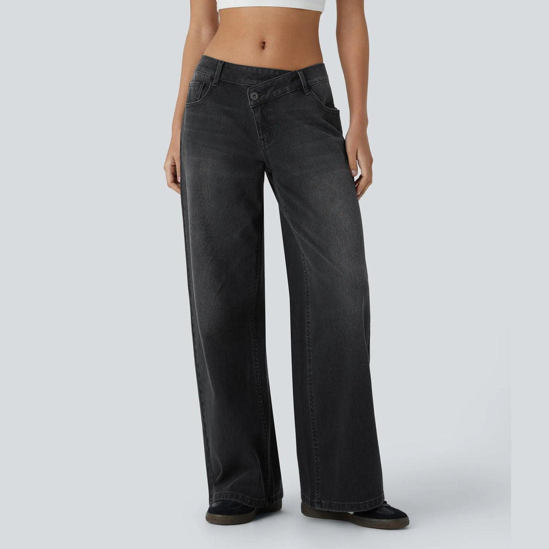 The Elara Stretch Low-Rise Wide-Leg Jeans