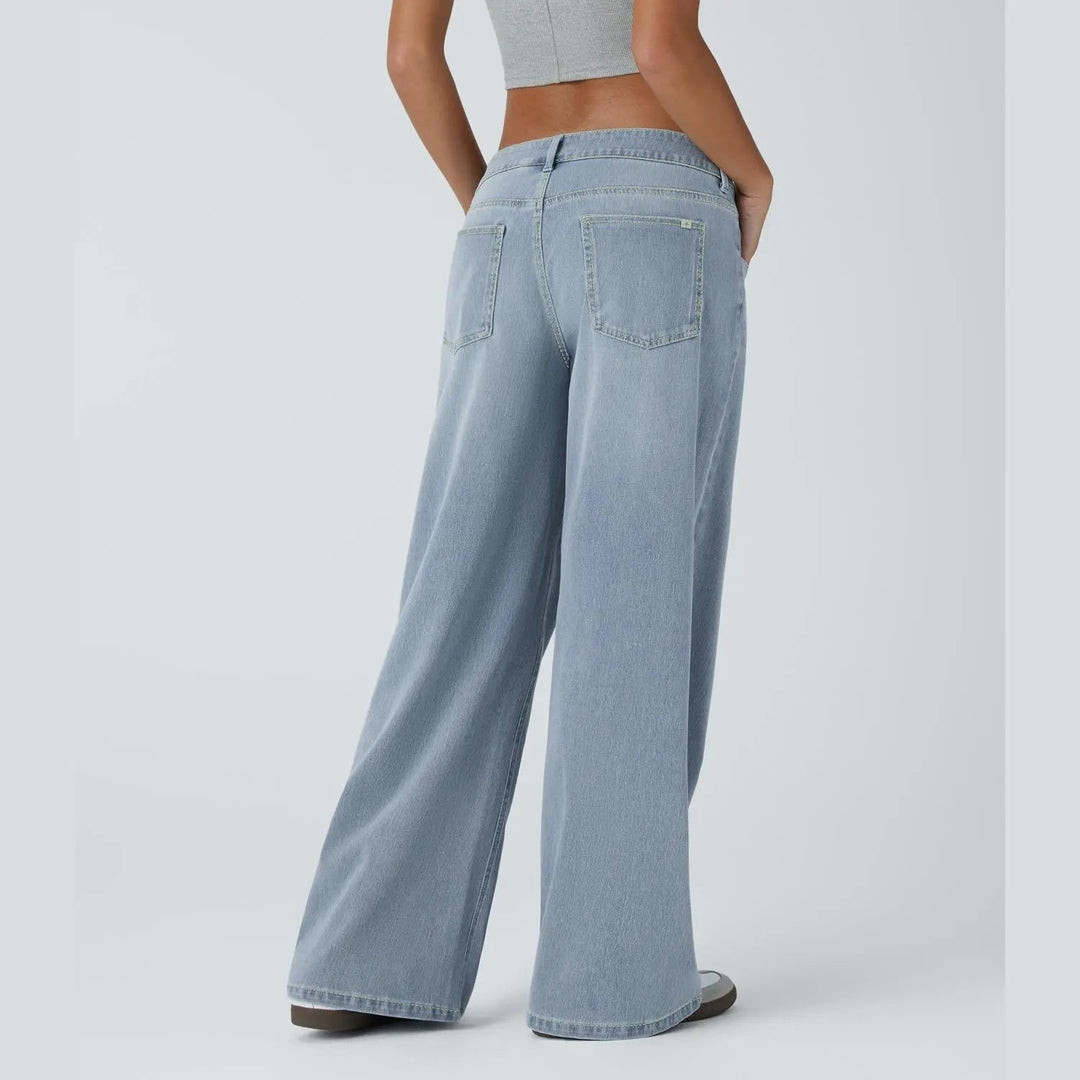 The Elara Stretch Low-Rise Wide-Leg Jeans
