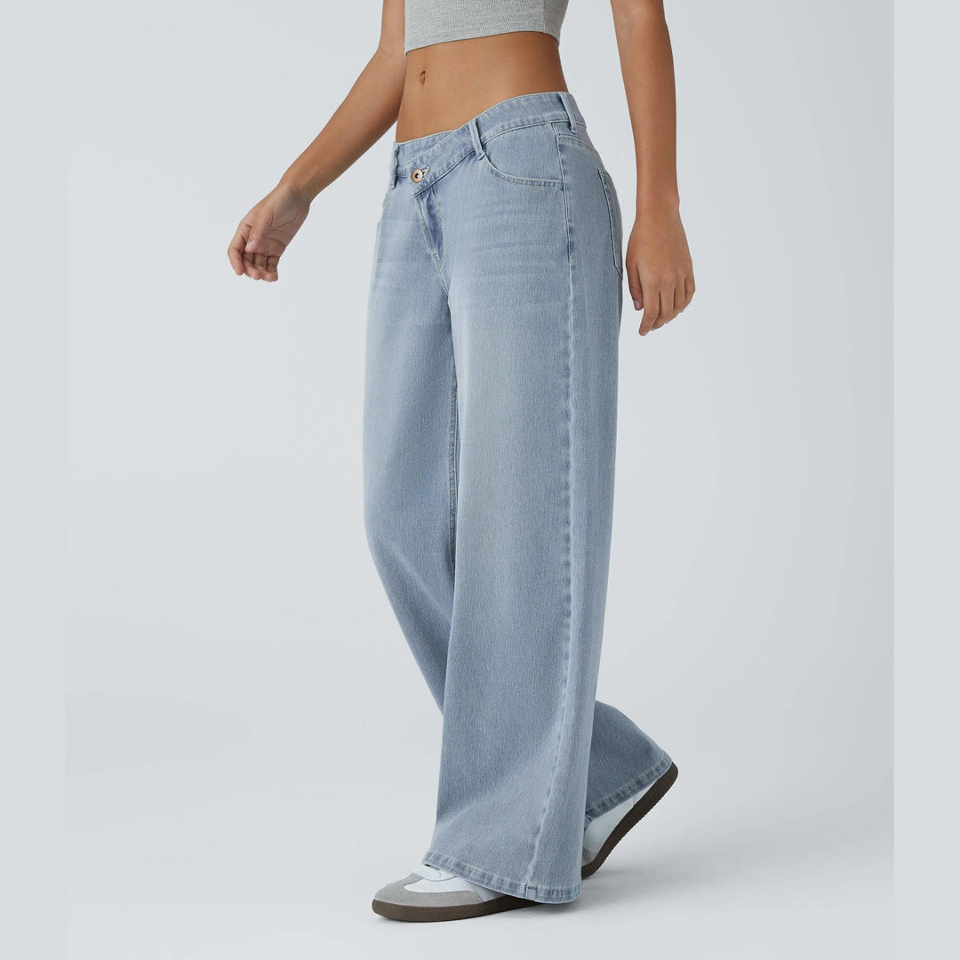 The Elara Stretch Low-Rise Wide-Leg Jeans