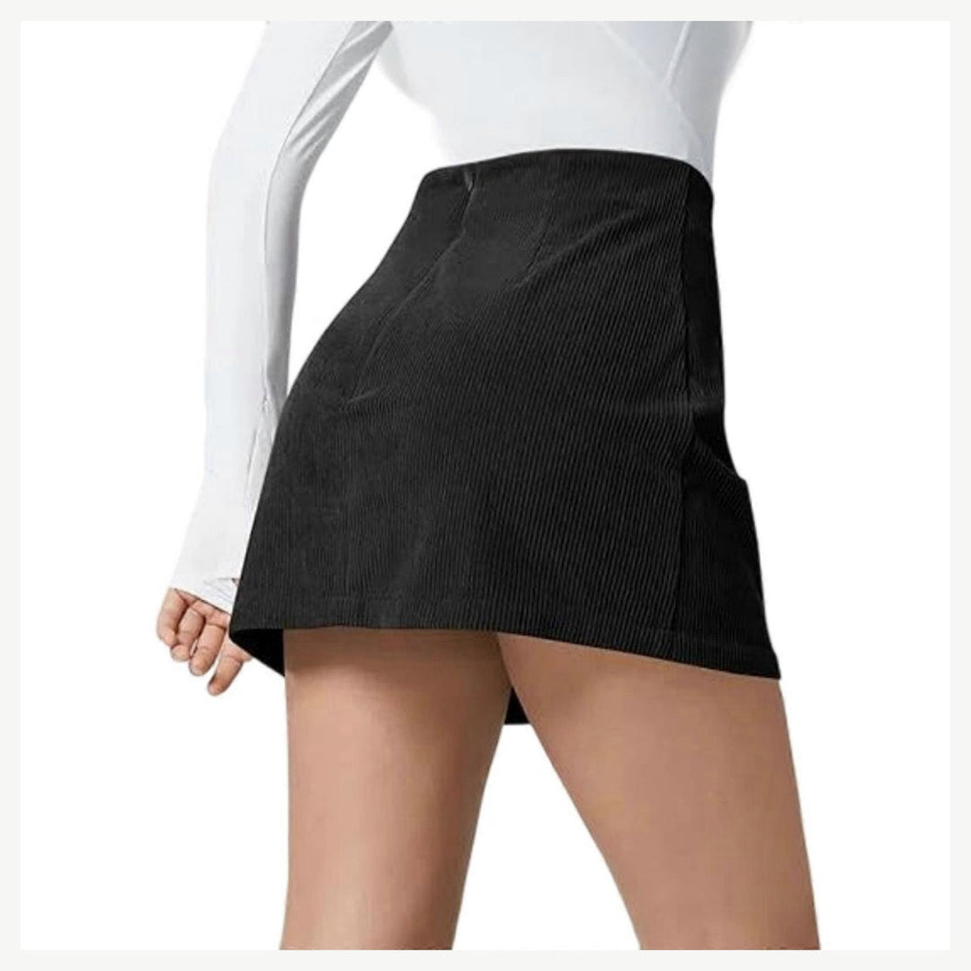 The Elara Corduroy Built-In Shorts Mini Skort