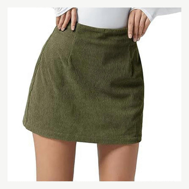 The Elara Corduroy Built-In Shorts Mini Skort