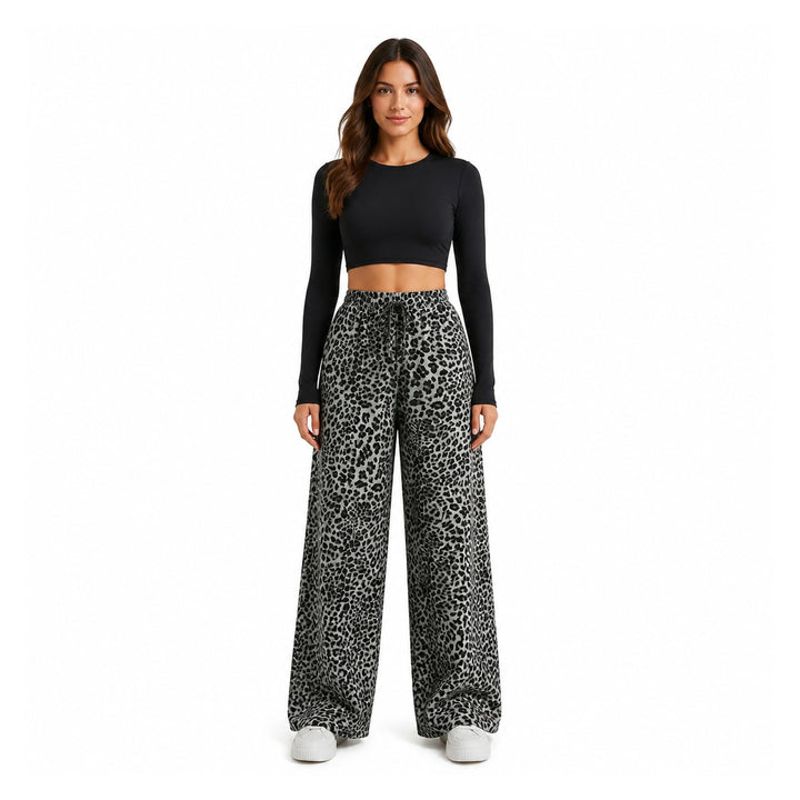 The Elara Relaxed Leopard Wide-Leg Pants