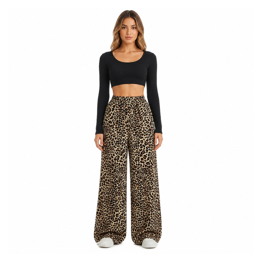 The Elara Relaxed Leopard Wide-Leg Pants