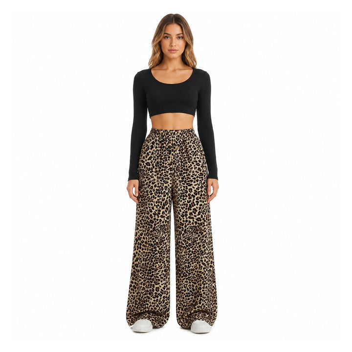 The Elara Relaxed Leopard Wide-Leg Pants