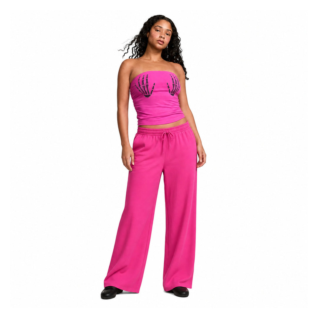 The Elara Skeleton Hands Pink Lounge Set