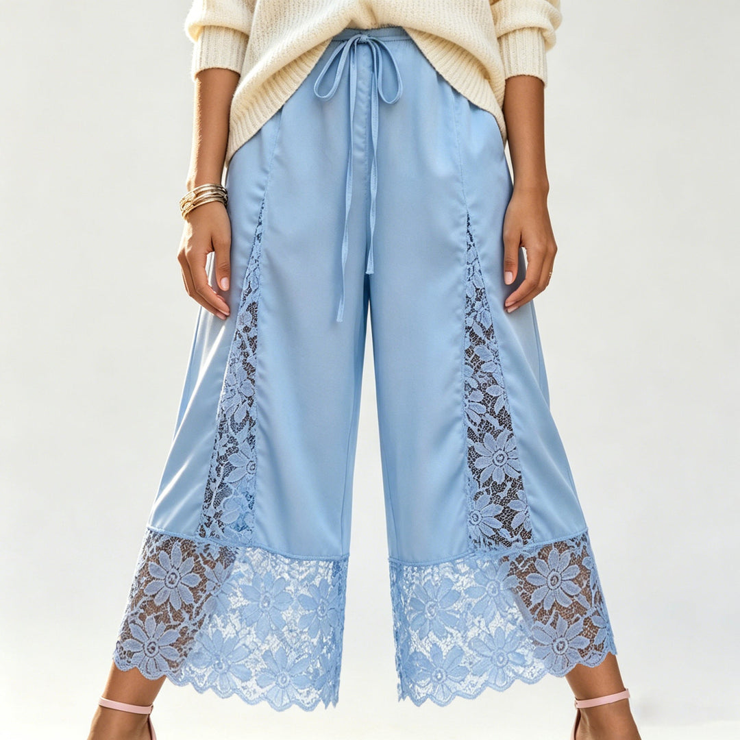 The Elara Lace-Panel Satin Culottes