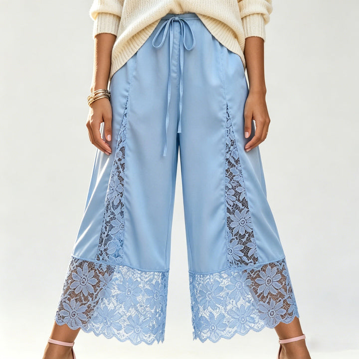 The Elara Lace-Panel Satin Culottes