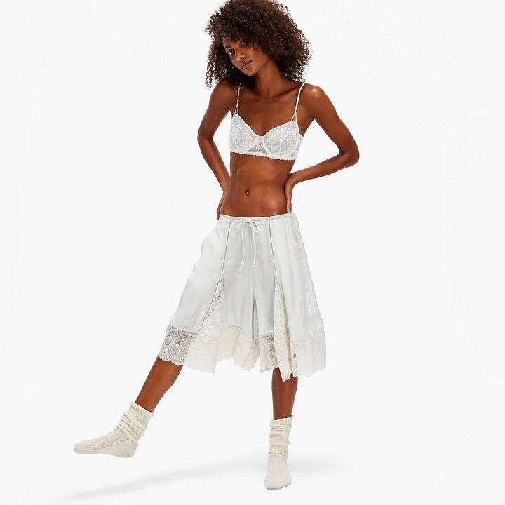 The Elara Lace-Panel Satin Culottes