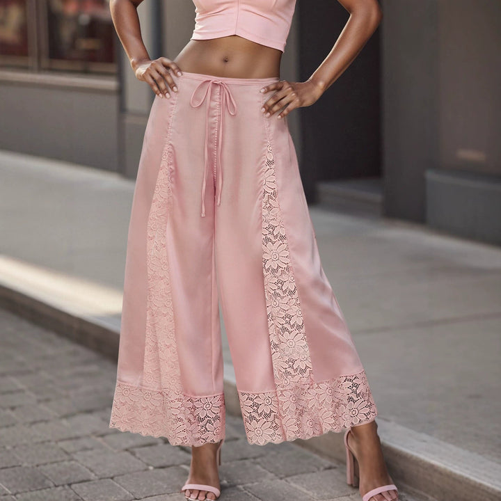The Elara Lace-Panel Satin Culottes