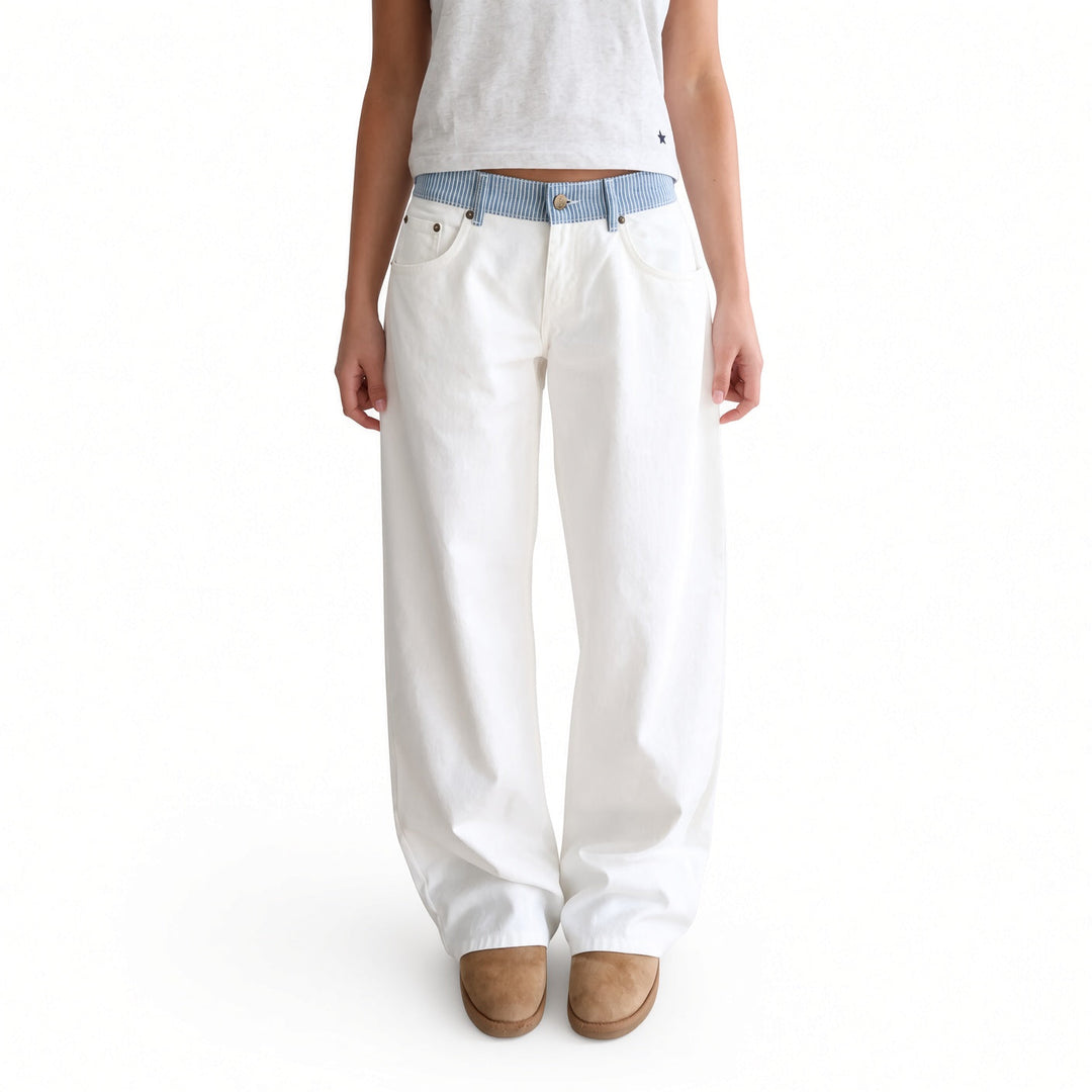 The Elara Striped-Waist Straight-Leg Pants