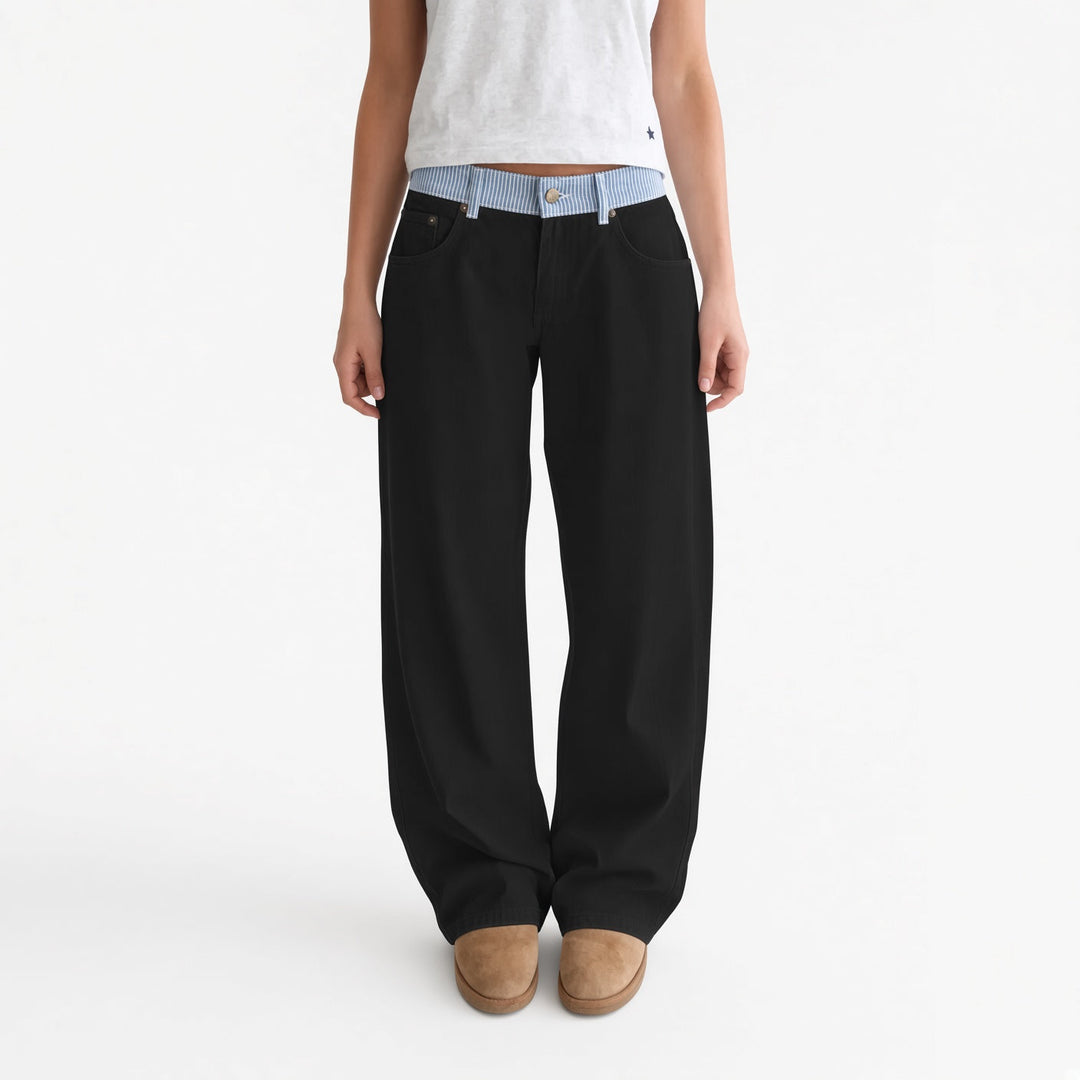 The Elara Striped-Waist Straight-Leg Pants
