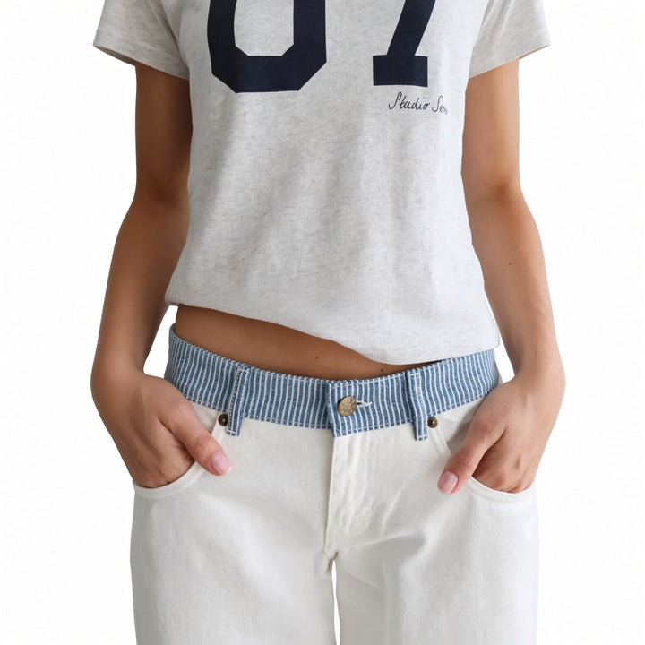 The Elara Striped-Waist Straight-Leg Pants