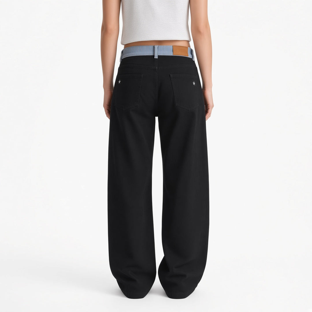 The Elara Striped-Waist Straight-Leg Pants