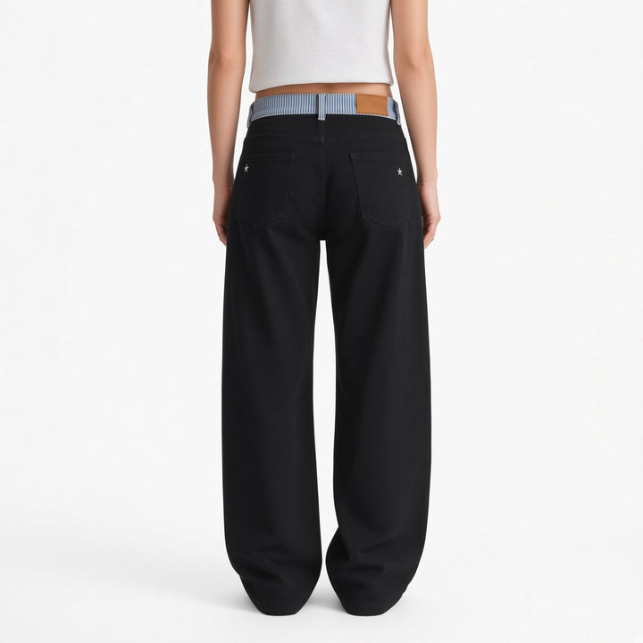 The Elara Striped-Waist Straight-Leg Pants