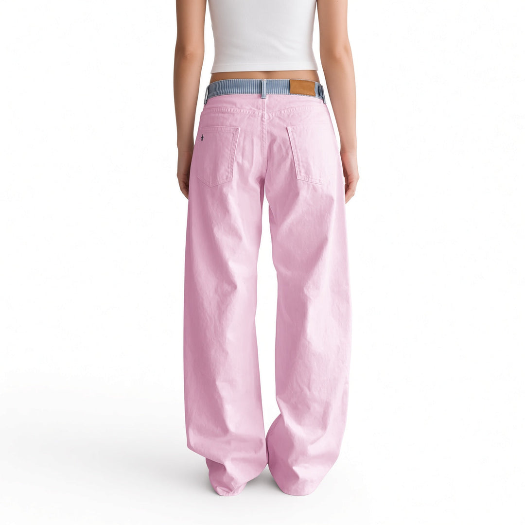 The Elara Striped-Waist Straight-Leg Pants