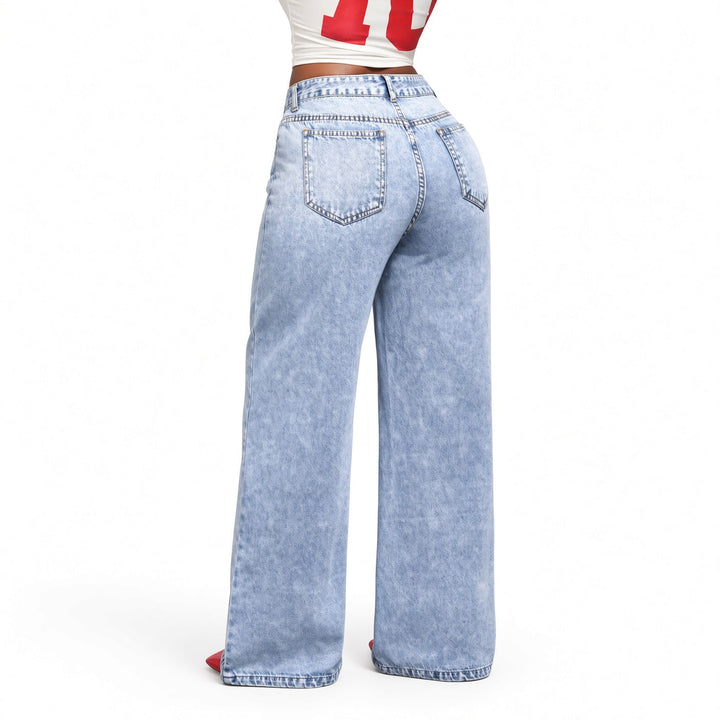 The Elara Layered-Waist Wide-Leg Jeans