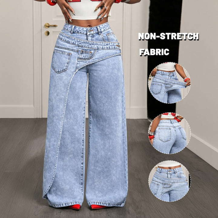 The Elara Layered-Waist Wide-Leg Jeans