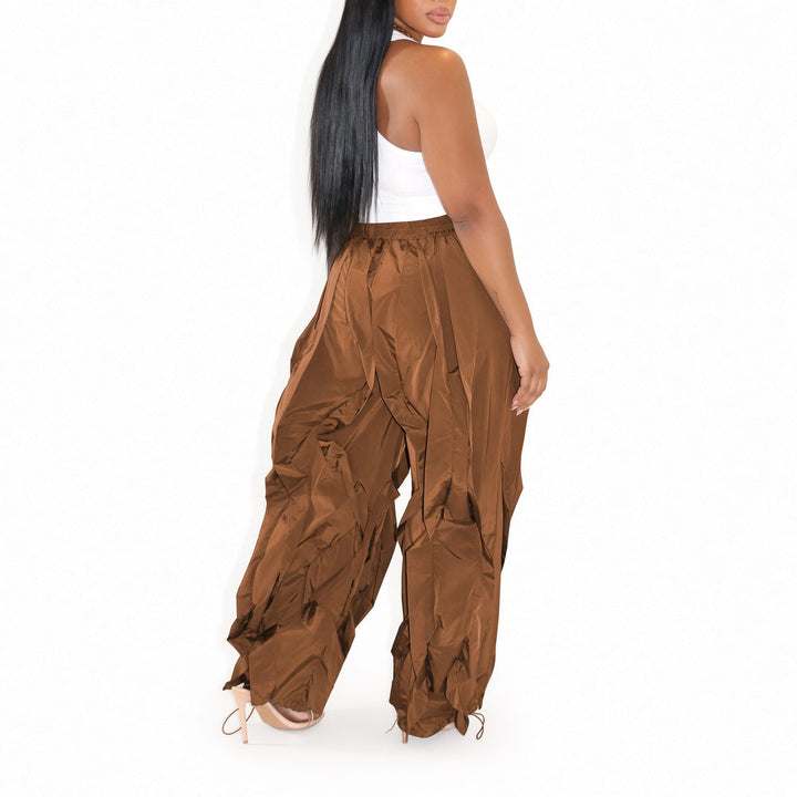 The Elara Wave-Cut Drawstring Cargo Pants