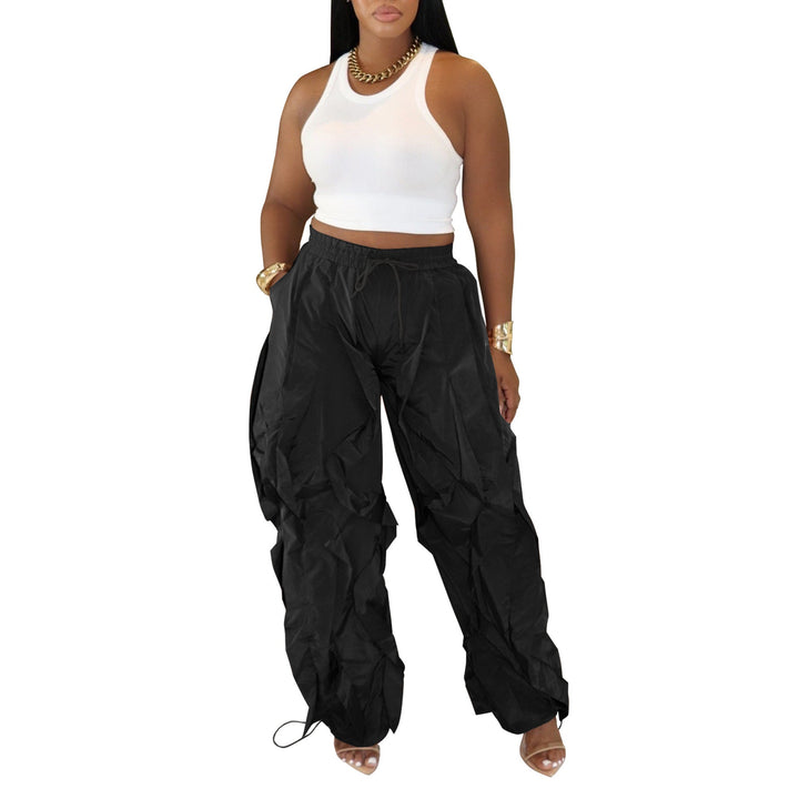 The Elara Wave-Cut Drawstring Cargo Pants