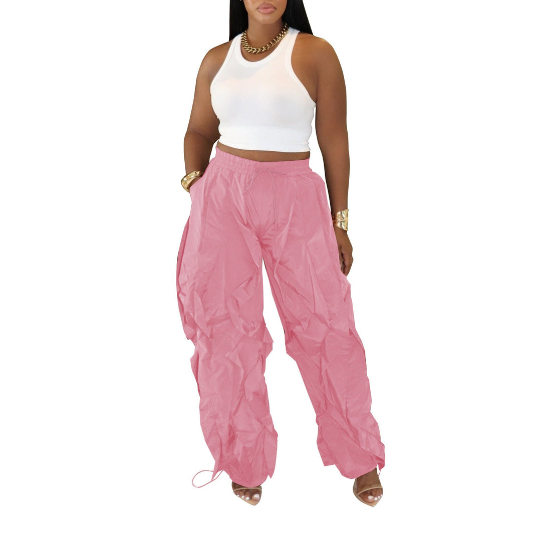 The Elara Wave-Cut Drawstring Cargo Pants